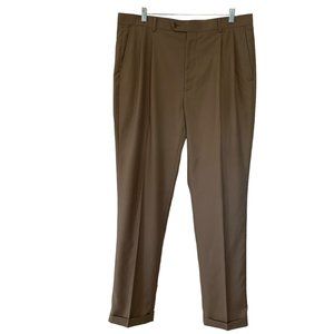 Daniel Cremieux Signature Solid Front Pleated Cuffed Dress Pants 36x32